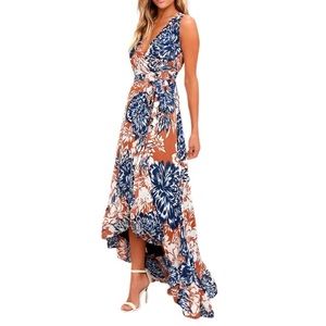 Lulus Desert Trip High Low Floral Wrap Dress